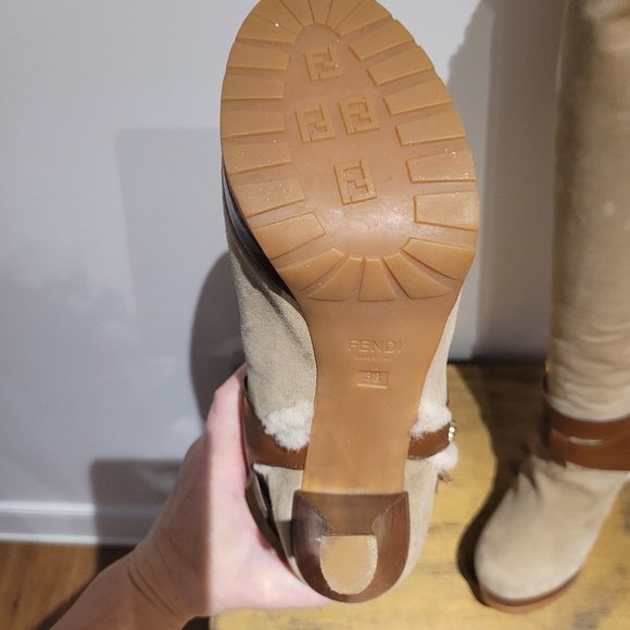 FENDI - BOOTS, size 38, Tan Suede - Picture 7 of 8